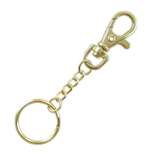 D002 鑰匙扣環+四目鏈+雙圈 - 青銅金色 KD002YG