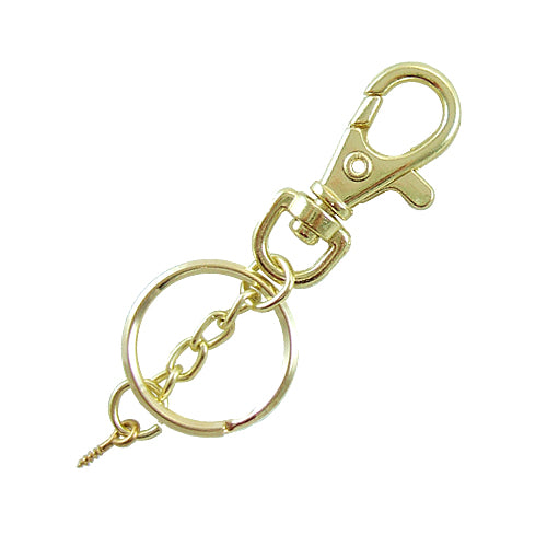 D004 鑰匙扣環+四目鏈+雙圈+羊眼 - 青銅金色 KD004YG