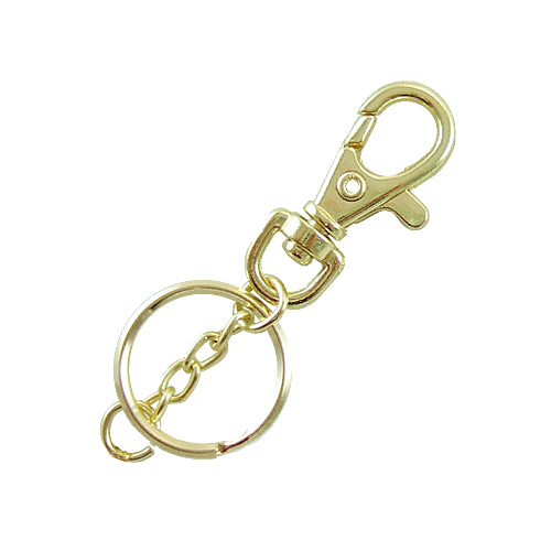 D007 鑰匙扣環+四目鏈+雙圈 - 青銅金色 KD007YG