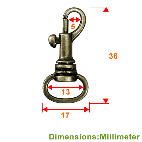 D117 鑰匙扣環 3.6cm鋅勾頭- 青古銅色 KD117BK